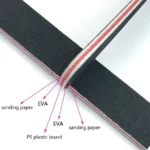 Detalhe da estrutura em camadas com nucleo EVA vermelho