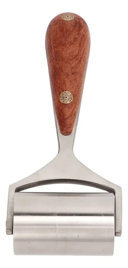 Rolo de pressão para couro 23 mm em aço inox com cabo de jacarandá